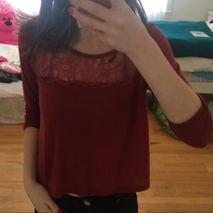 Maroon Three Quarter Length Top
